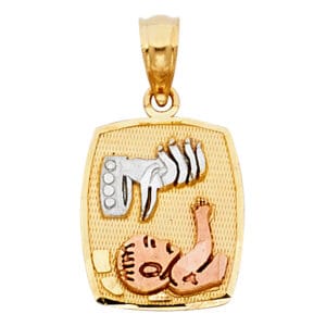 14K 3C Baptism Pendant Squared Big