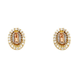 14K 3C Guadalupe CZ Post Earrings S2