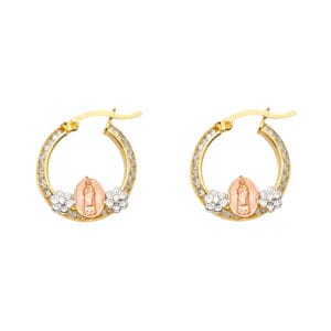 14K 3C Guadalupe CZ Channel Hoop Earrings S1