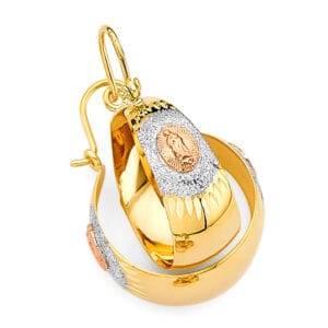 14K 3C Guadalupe Graduated Hoop Earrings S2