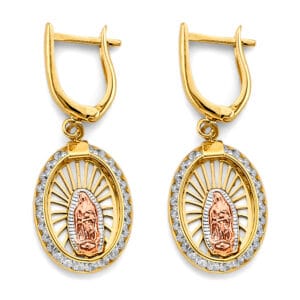 14K 3C CZ Guadalupe Huggies Earrings