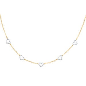 14K 2T Heart Oval Link Light Necklaces
