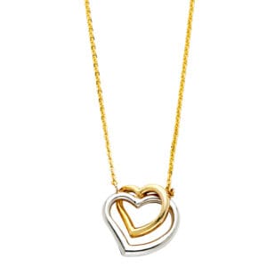 14K 2T Double Heart Necklaces