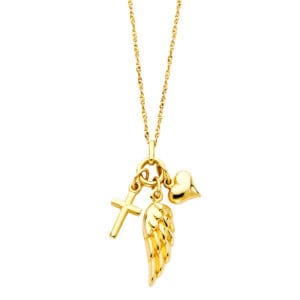 14KY Cross+Heart+WING Necklaces