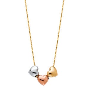 14K 3C 3 Hearts Necklaces
