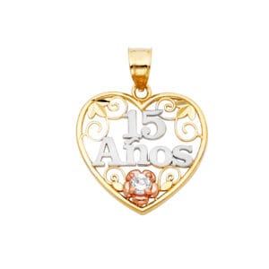 14K 3C 15 Years Heart Pendant S1