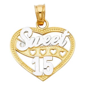 14K 2T 15 Years Heart Pendant S1