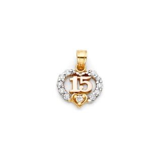 14K 3C 15 Years Heart Pendant S5