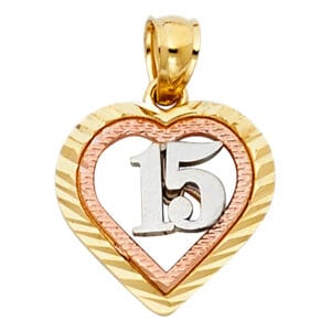 14K 3C 15 Years Heart Pendant S7