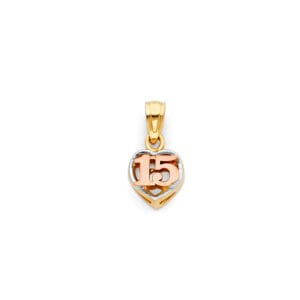 14K 3C 15 Years Heart Pendant S8