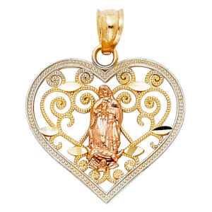 14K 3C Religious Heart Pendant