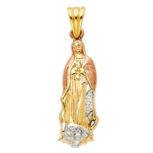 14K 3C CZ Our Lady of Guadalupe Pendant S10