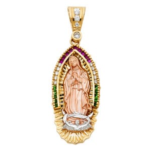 14K 3C CZ Our Lady of Guadalupe Pendant S12