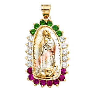14K 3C CZ Our Lady of Guadalupe Pendant S11