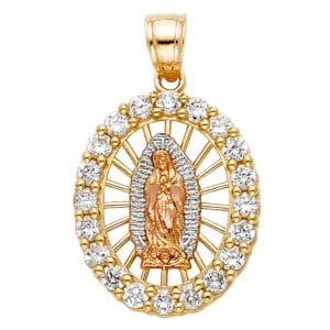 14K 3C CZ Our Lady of Guadalupe Pendant S7