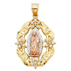 14K 3C CZ Our Lady of Guadalupe Pendant S8