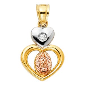 14K 3C CZ Our Lady of Guadalupe Pendant S5