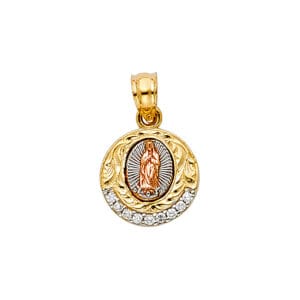14K 3C CZ Our Lady of Guadalupe Pendant S1