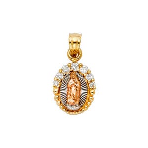 14K 3C CZ Our Lady of Guadalupe Pendant S3