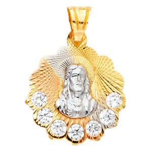 14K 3C Guadalupe CZ Pendant S2