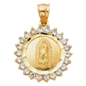 14KY CZ Our Lady of Guadalupe Pendant S3