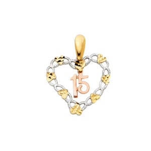 14K 3C 15 Years Heart Pendant S9