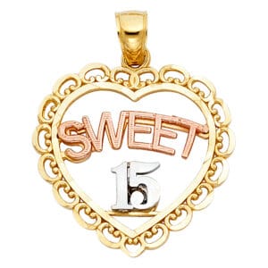 14K 3C 15 Years Heart Pendant S10