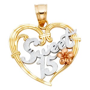 14K 3C 15 Years Heart Pendant S11