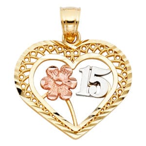 14K 3C 15 Years Heart Pendant S12