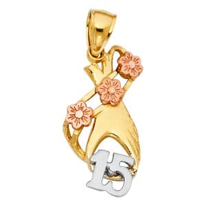 14K 3C 15 Years Heart Pendant S16