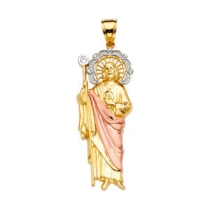 14K 3C San Judas Pendant with White Crown