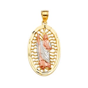 14K 3C San Judas Pendant with White Mantle