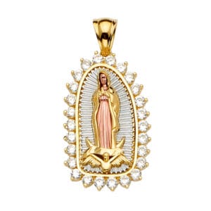 14K 3C CZ Guadalupe Pendant S11