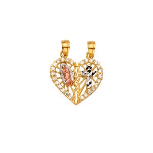 14K 3C CZ Guadalupe Cross Pendant