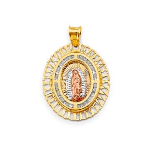 14K 3C CZ Guadalupe Pendant S2