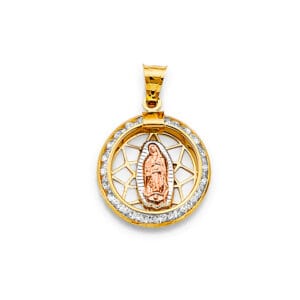 14K 3C CZ Guadalupe Pendant S1