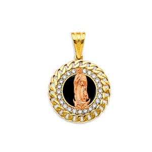 14K 2T CZ Onyx Guadalupe Pendant S2
