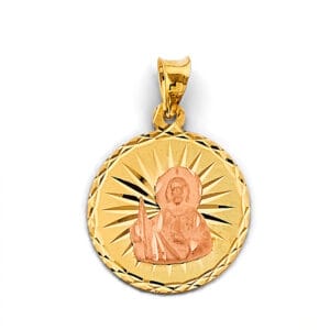 14K 2T Stamp San Judas Pendant with Rose Gold