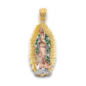 14K 3C CZ Guadalupe Pendant S7