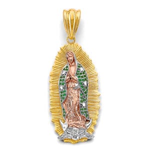 14K 3C CZ Guadalupe Pendant S12