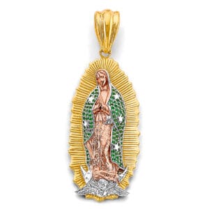 14K 3C CZ Guadalupe Pendant S14