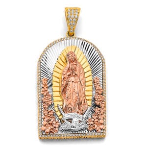 14K 3C CZ Guadalupe Pendant S15