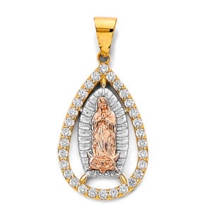 14K 3C CZ Guadalupe Pendant S6