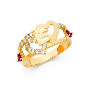 14KY CZ 15 Years CZ Ring S6