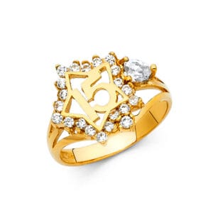 14KY CZ 15 Years CZ Ring S7