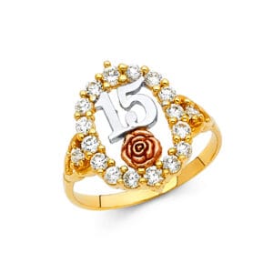 14K 3C 15 Years CZ Ring S18