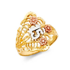 14K 3C 15 Years Ring S28