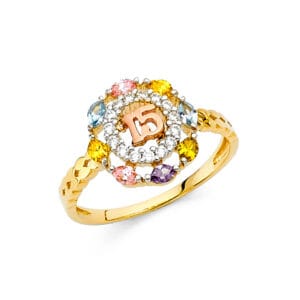 14K 2T 15 Years CZ Ring S8