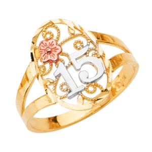 14K 3C 15 Years Ring S38