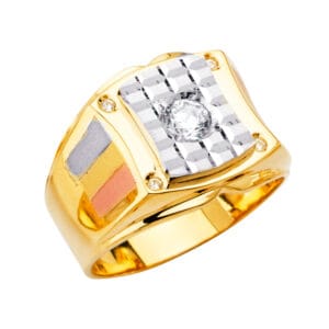 14K 3C Square Men's CZ Ring S2
